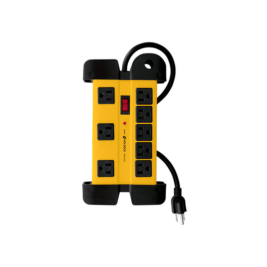 Multicontacto 14 AWG industrial, supresor de picos, 8 entradas