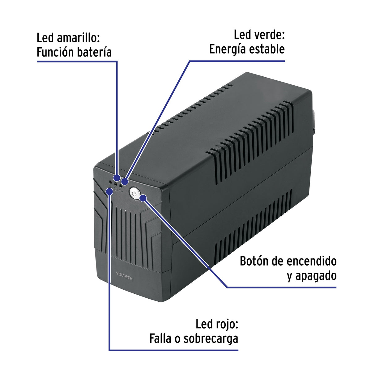 No Break 900 VA / 480 W con 8 contactos, Volteck