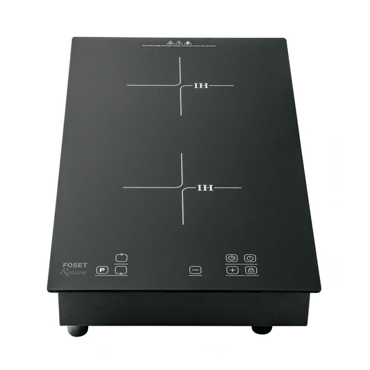 Parrilla inducción empotrable 30 cm, 2 quemadores, vidrio, RIVIERA