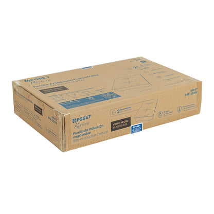 Parrilla inducción empotrable 30 cm, 2 quemadores, vidrio, RIVIERA