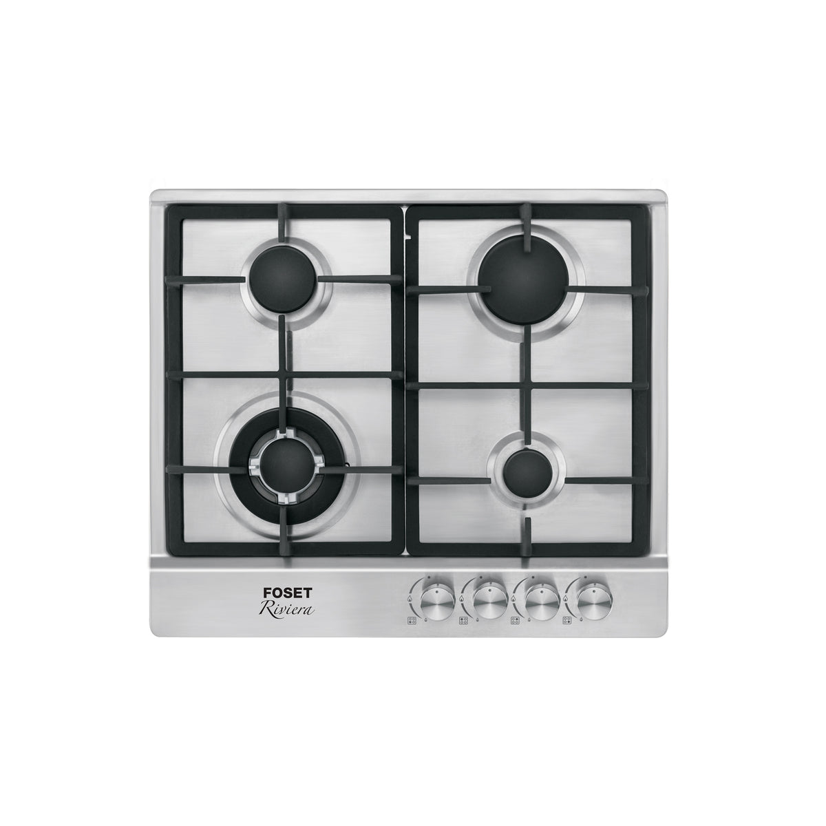 Parrilla gas empotrable 60 cm, 4 quemadores, acero inox, RIVIERA