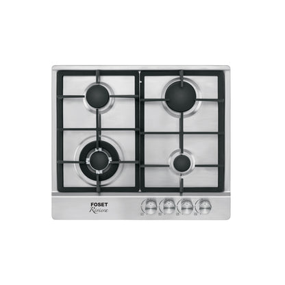 Parrilla gas empotrable 60 cm, 4 quemadores, acero inox, RIVIERA