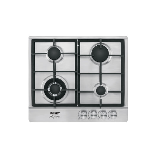 Parrilla gas empotrable 60 cm, 4 quemadores, acero inox, RIVIERA