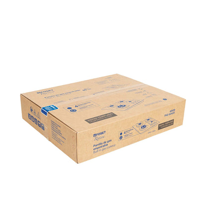 Parrilla gas empotrable 60 cm, 4 quemadores, vidrio negro, RIVIERA