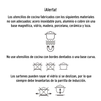 Parrilla inducción empotrable 60 cm, 4 quemadores, vidrio, RIVIERA
