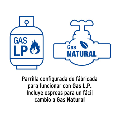 Parrilla gas empotrable 75 cm, 5 quemadores, vidrio negro, RIVIERA