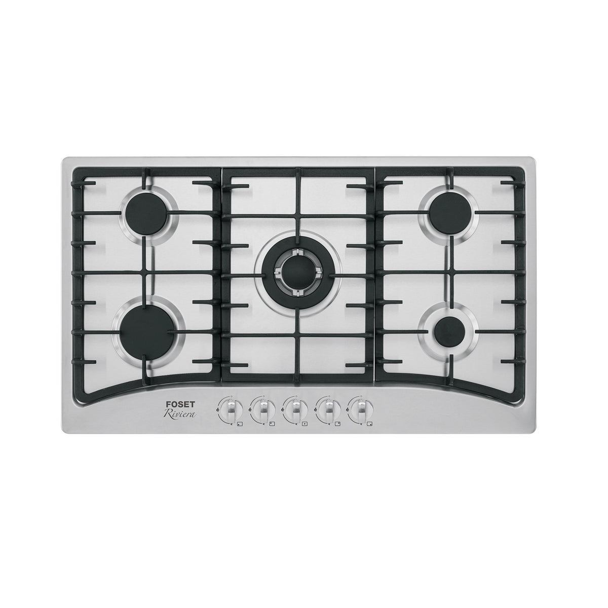 Parrilla gas empotrable 90 cm, 5 quemadores, acero inox, RIVIERA