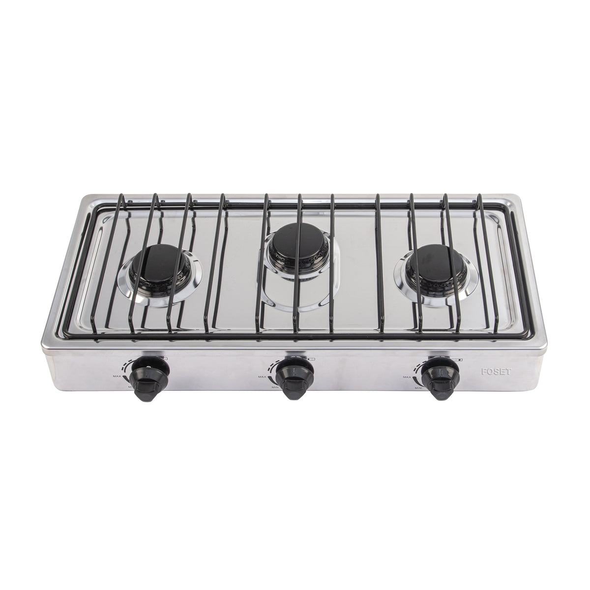 Parrilla gas sobreponer 60 cm,3 quemadores, inoxidable, FOSET