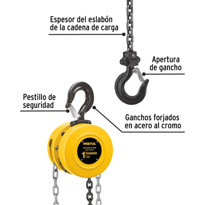 Polipasto de cadena de 1 ton, PRETUL