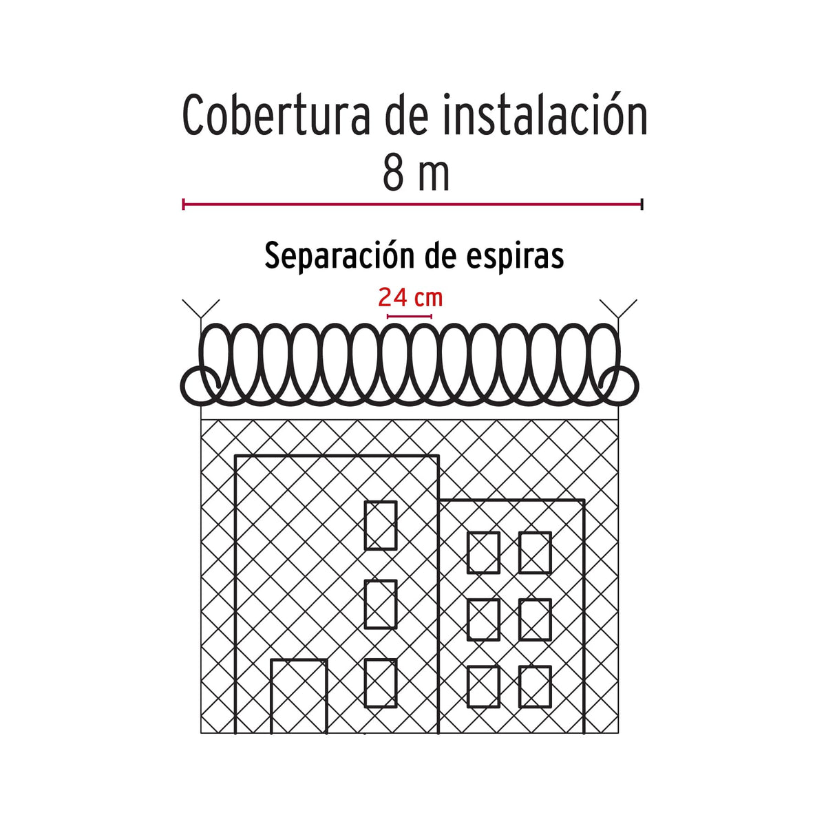 Rollo concertina alta seguridad, 45 cm diámetro × 8 m, FIERO