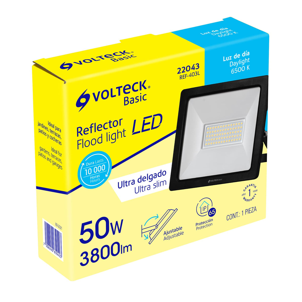 Reflector LED para exteriores 50 W, 6500 K, Volteck Basic