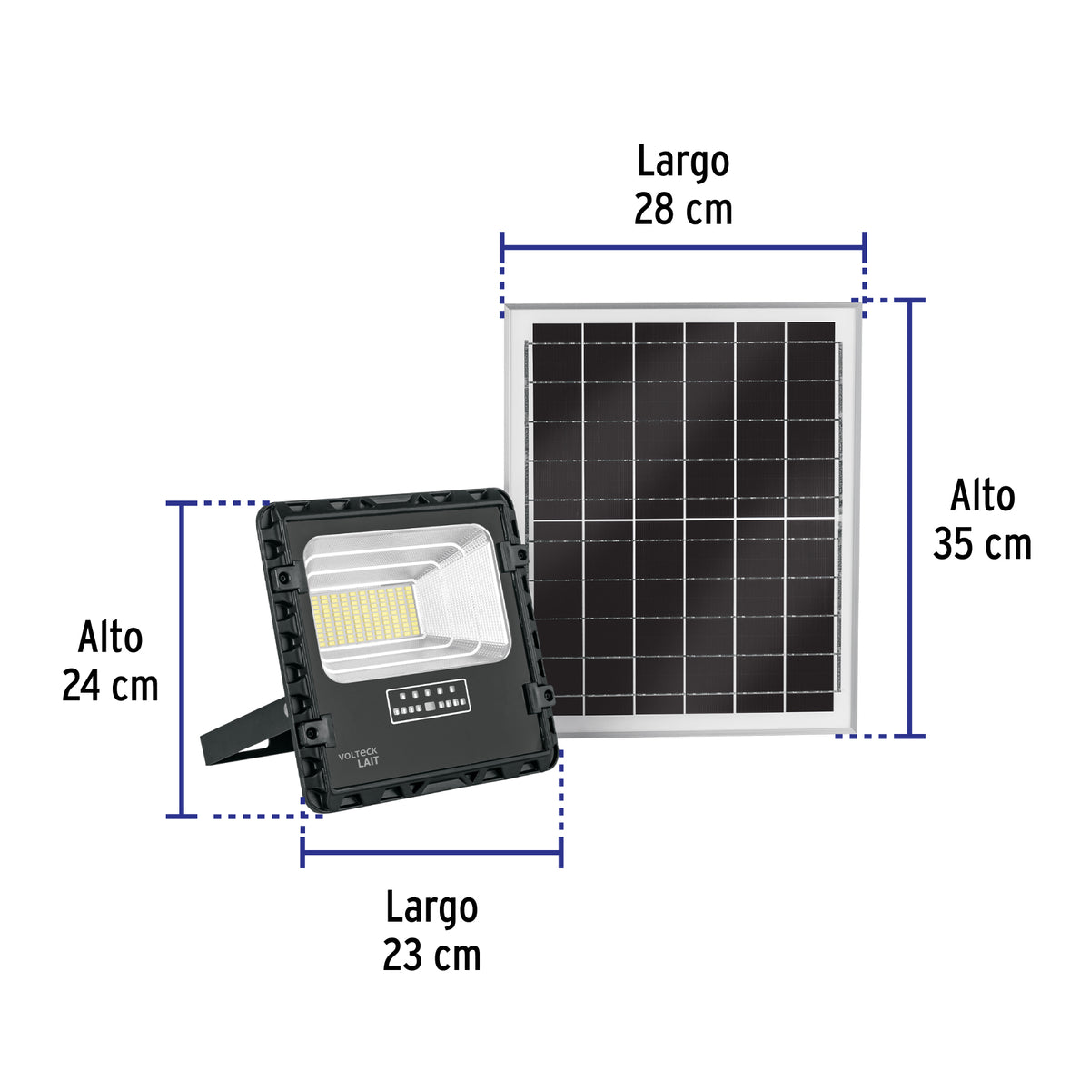Reflector LED con panel solar 60 W, 6500 K, Volteck