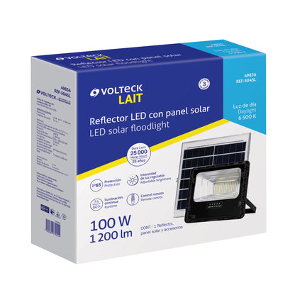 Reflector LED con panel solar 100 W, 6500 K, Volteck