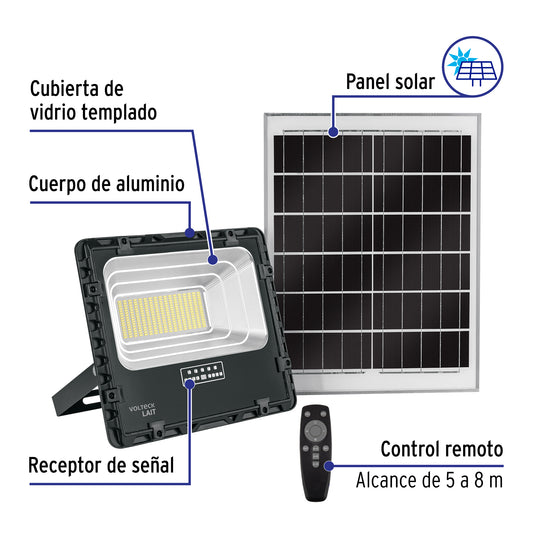 Reflector LED con panel solar 200 W, 6500 K, Volteck