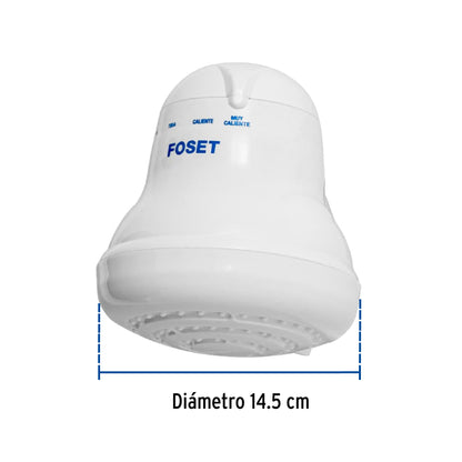 Regadera eléctrica, 4 temperaturas, 14.5 cm, blanca, FOSET