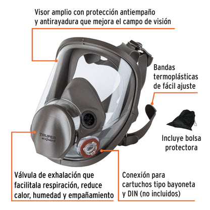 Respirador de cara completa, reutilizable, TRUPER EXPERT