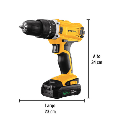 Kit rotomartillo/destornillador 1/2”, 20 V, 32 accesorios, PRETUL