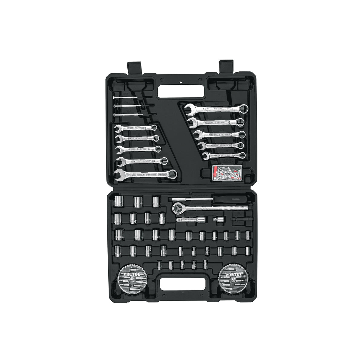 Juego de 71 herramientas 1/4” y 3/8” para mecánico, PRETUL
