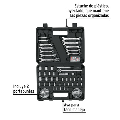 Juego de 71 herramientas 1/4” y 3/8” para mecánico, PRETUL
