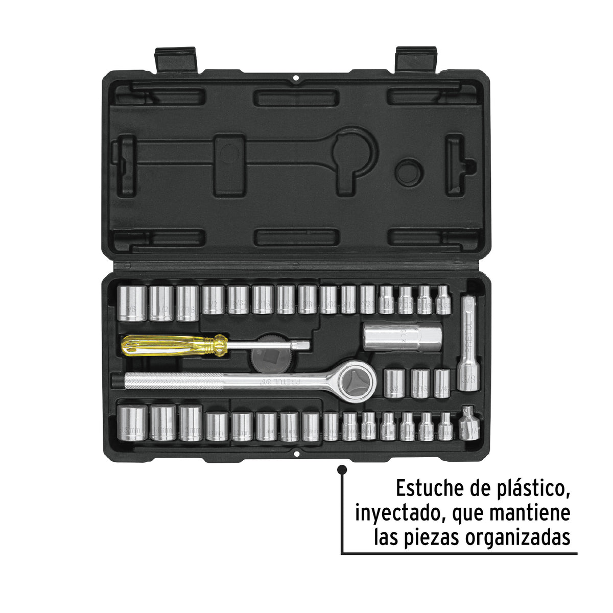 Juego de 39 herramientas 1/4” y 3/8” para mecánico, PRETUL