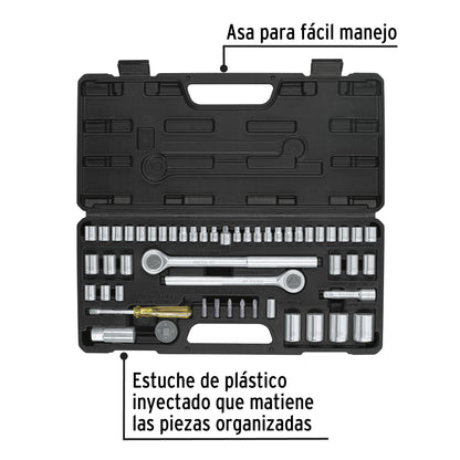 Juego de 51 herramientas 1/4”, 3/8” y 1/2” para mecánico, PRETUL
