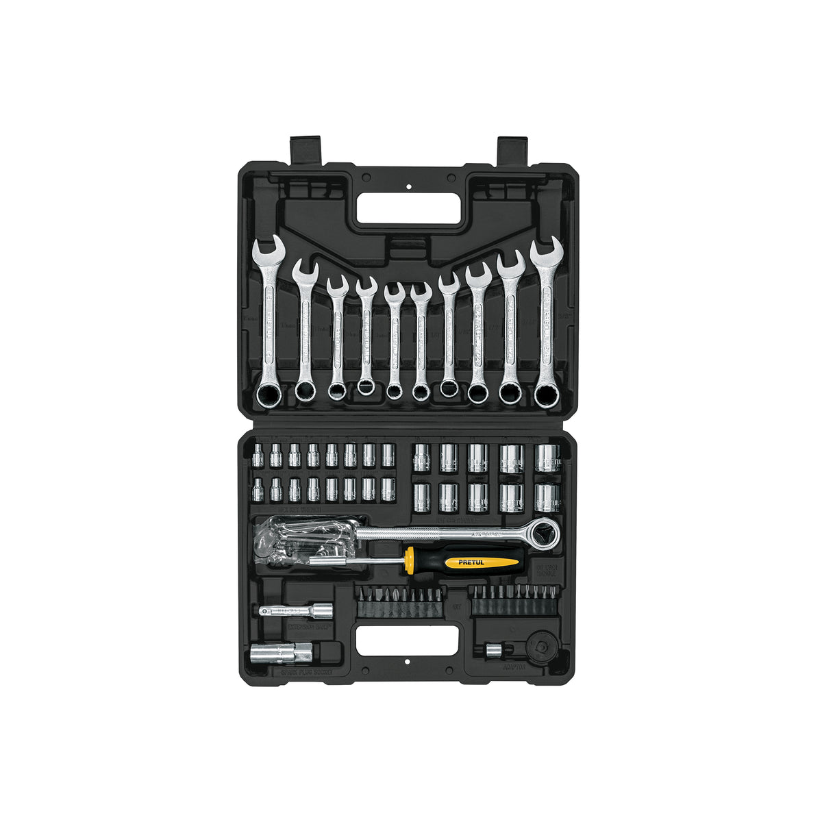Juego de 70 herramientas 1/4” y 3/8” para mecánico, PRETUL