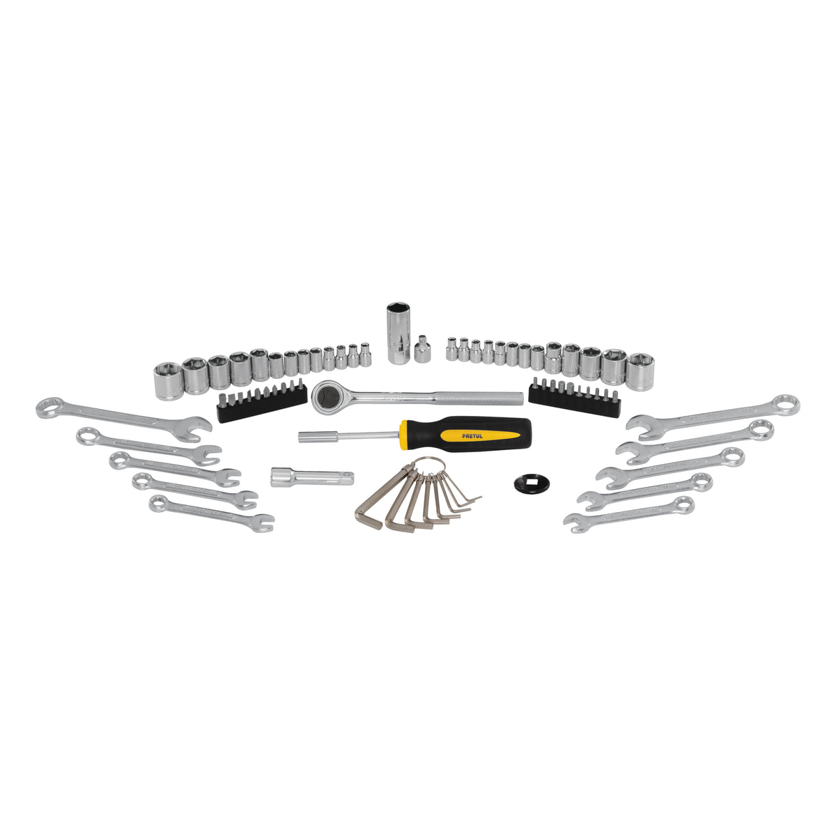 Juego de 70 herramientas 1/4” y 3/8” para mecánico, PRETUL