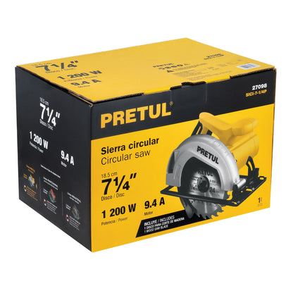 Sierra circular 7-1/4”, 1200 W, PRETUL
