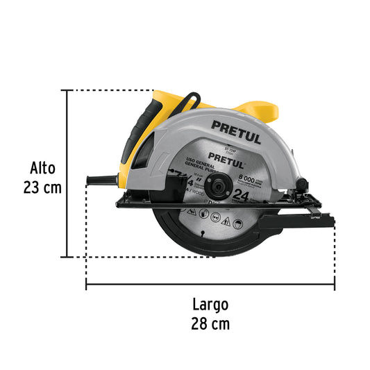 Sierra circular 7-1/4”, 1200 W, PRETUL