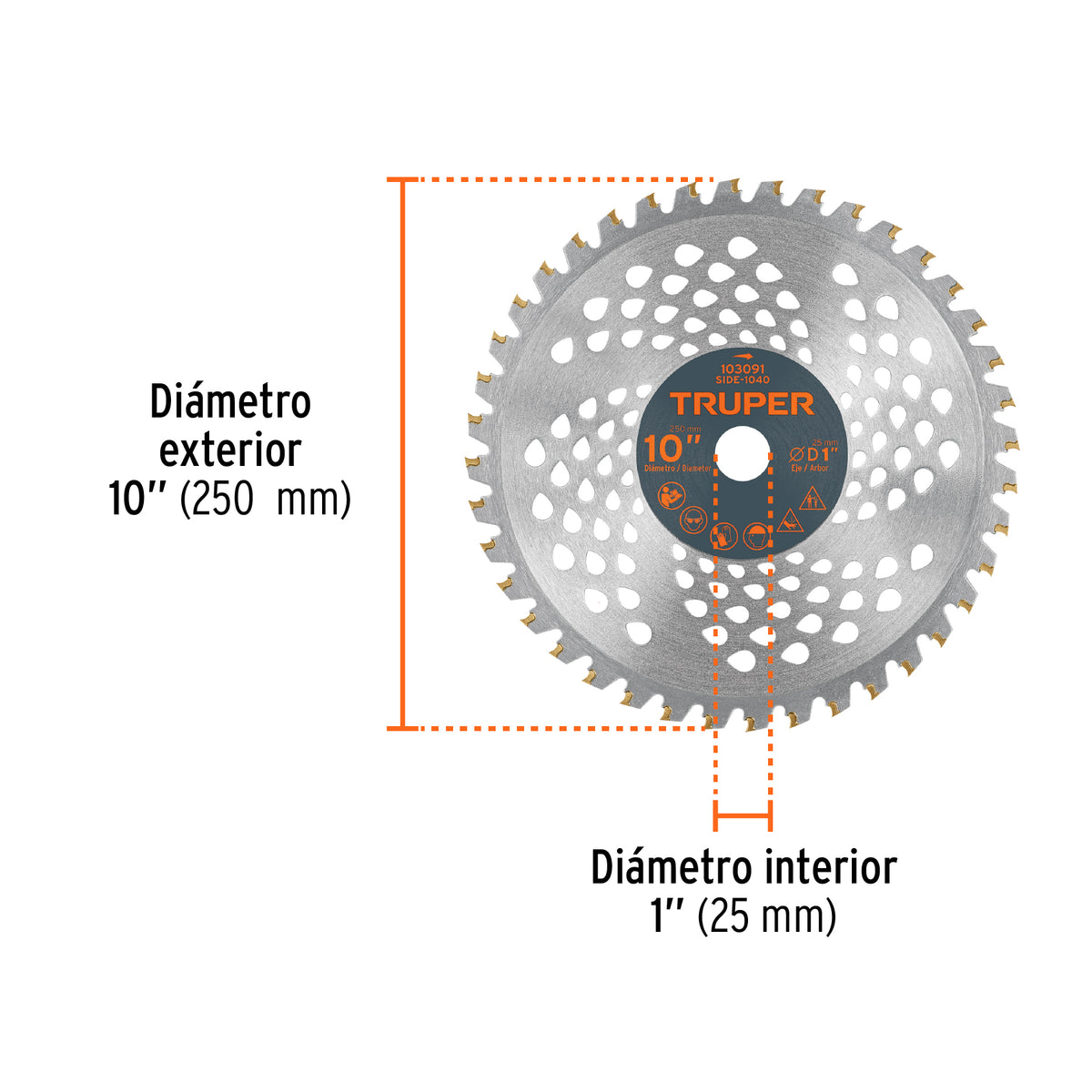Disco sierra 10” para desbrozadora, 40 dientes