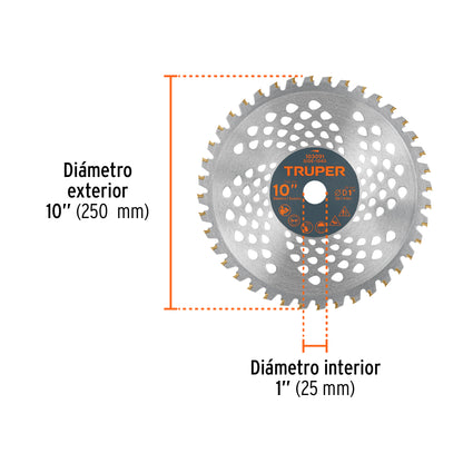 Disco sierra 10” para desbrozadora, 40 dientes