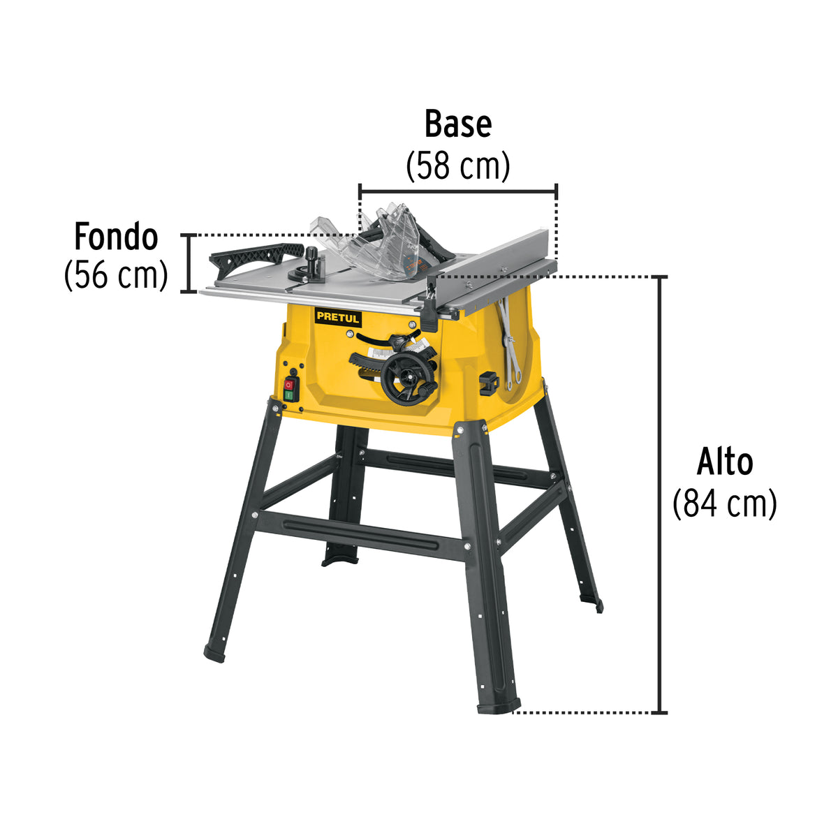 Sierra de mesa 10”, 2-1/2 HP (1900 W), con base, PRETUL
