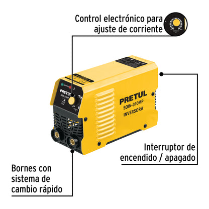 Mini soldadora inversora 100 A, 127 V, Serie 300, PRETUL