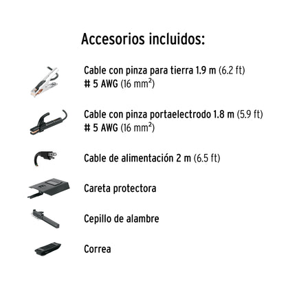 Mini soldadora inversora 130 A, bi-voltaje, Serie 300, PRETUL