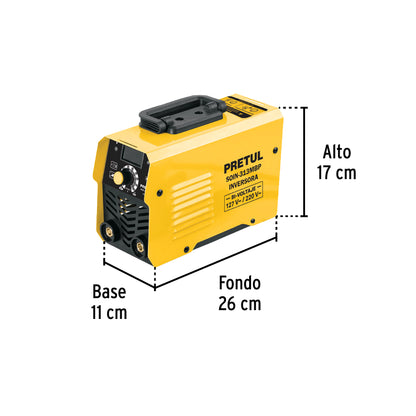 Mini soldadora inversora 130 A, bi-voltaje, Serie 300, PRETUL