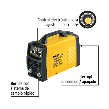 Soldadora inversora 200 A, bi-voltaje, Serie 500, PRETUL