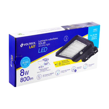 Luminario suburbano solar LED 8 W, 6500 K, con sensor de luz