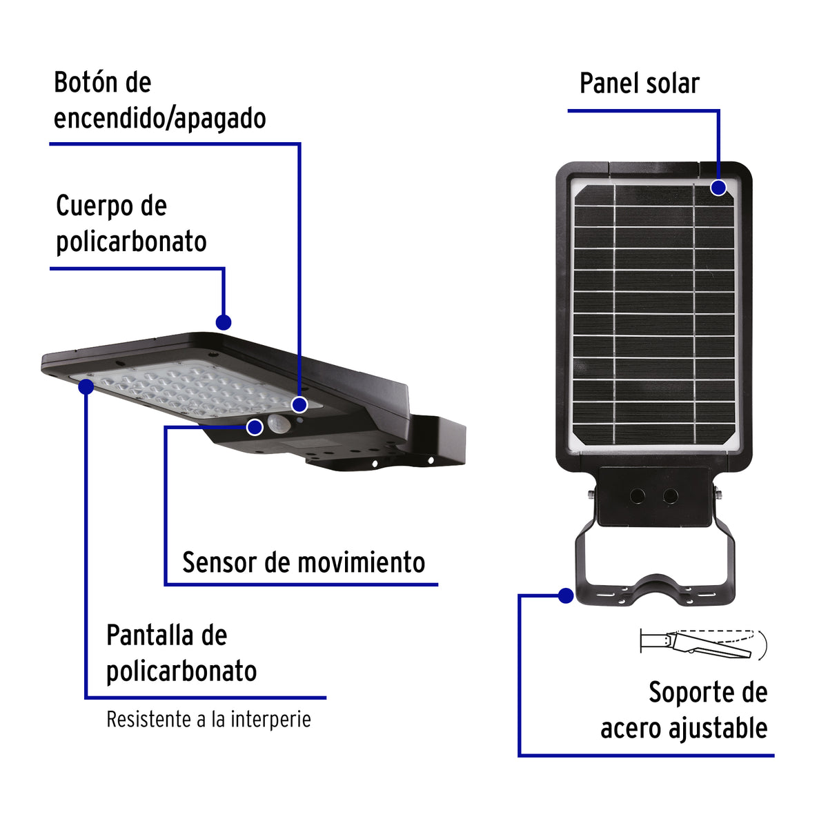 Luminario suburbano solar LED 8 W, 6500 K, con sensor de luz