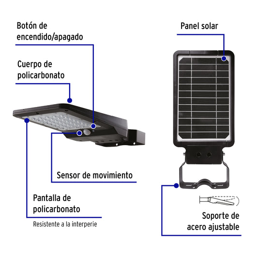 Luminario suburbano solar LED 8 W, 6500 K, con sensor de luz