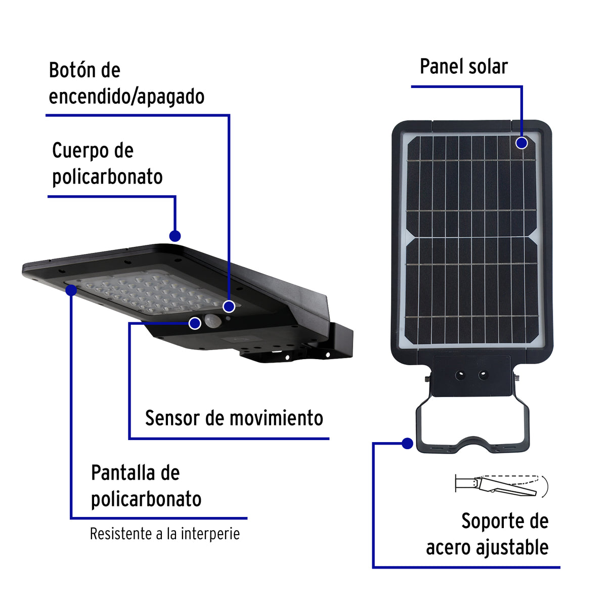 Luminario suburbano solar LED 15 W, 6500 K, con sensor de luz
