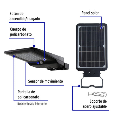 Luminario suburbano solar LED 15 W, 6500 K, con sensor de luz
