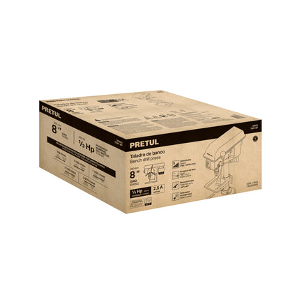 Taladro de banco 8”, 1/3 HP (250 W), broquero 1/2”, PRETUL