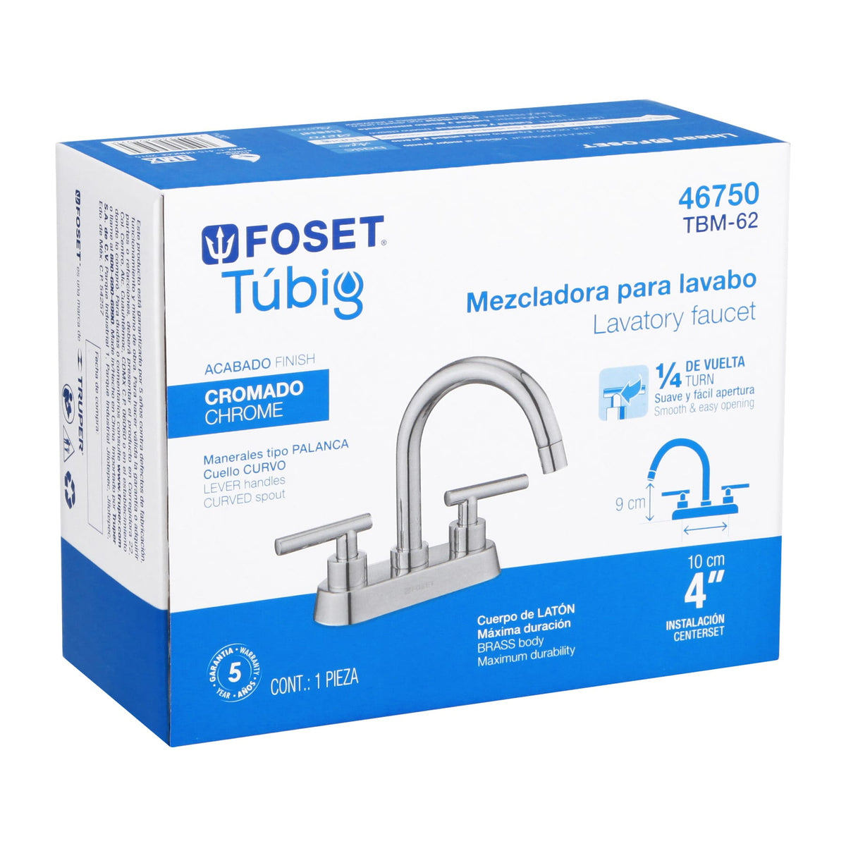 Mezcladora para lavabo, tipo bar, manerales palanca, cromo, TÚBIG