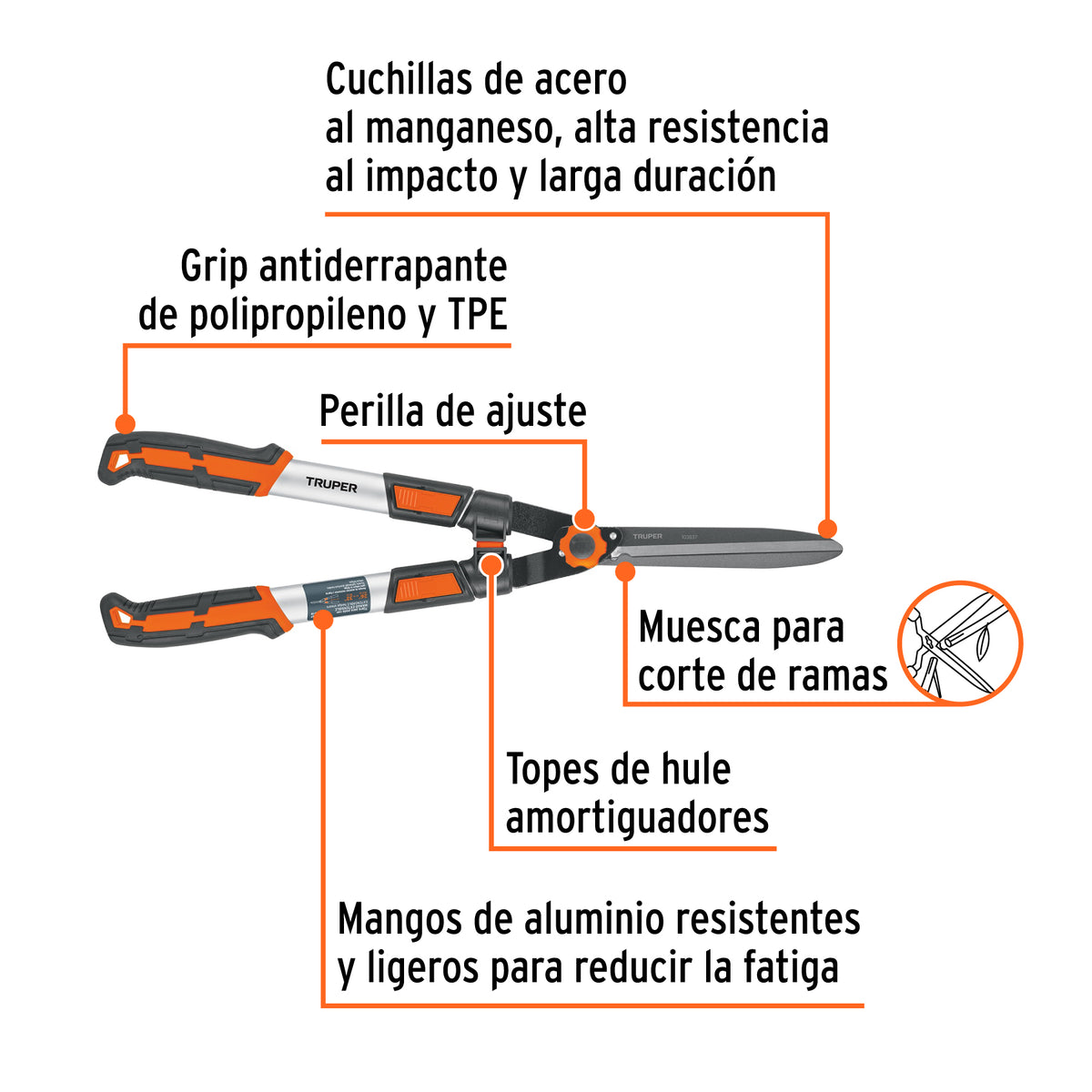 Tijera para poda con mangos extensibles