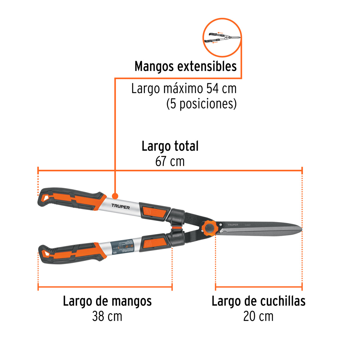 Tijera para poda con mangos extensibles