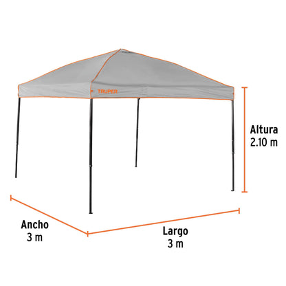 Toldo plegable de 3 × 3 m, TRUPER