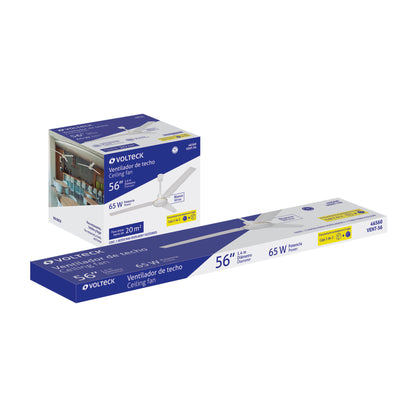Ventilador de techo para interior, 56”, blanco, Volteck